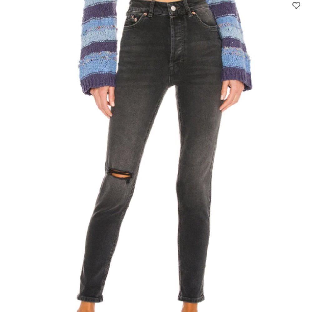 Free People Zuri Mom Jean in Dusty Roads Black NWT